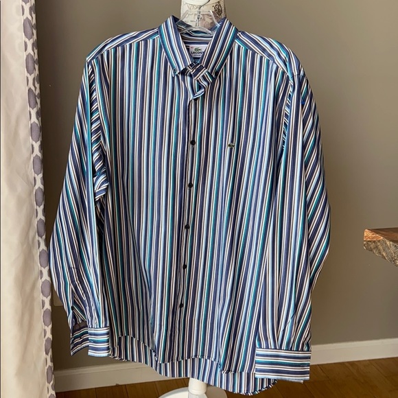 Lacoste Regular Fit Stripe Button Up Shirt - Picture 4 of 9